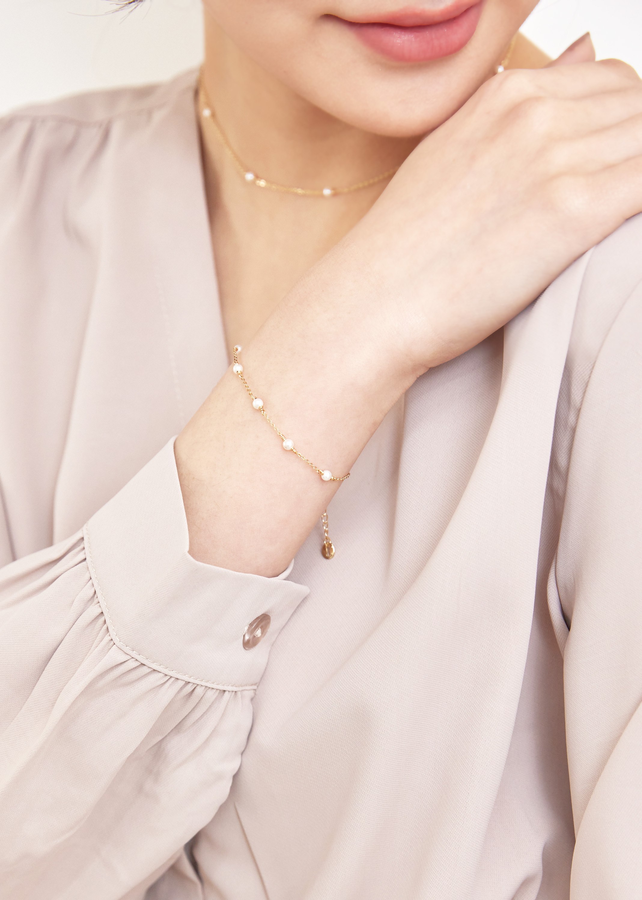 Pearl 珍珠手鍊-14K注金