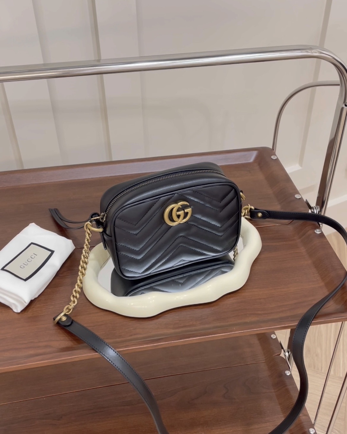 GUCCI｜GG MARMONT迷你相機包 黑色