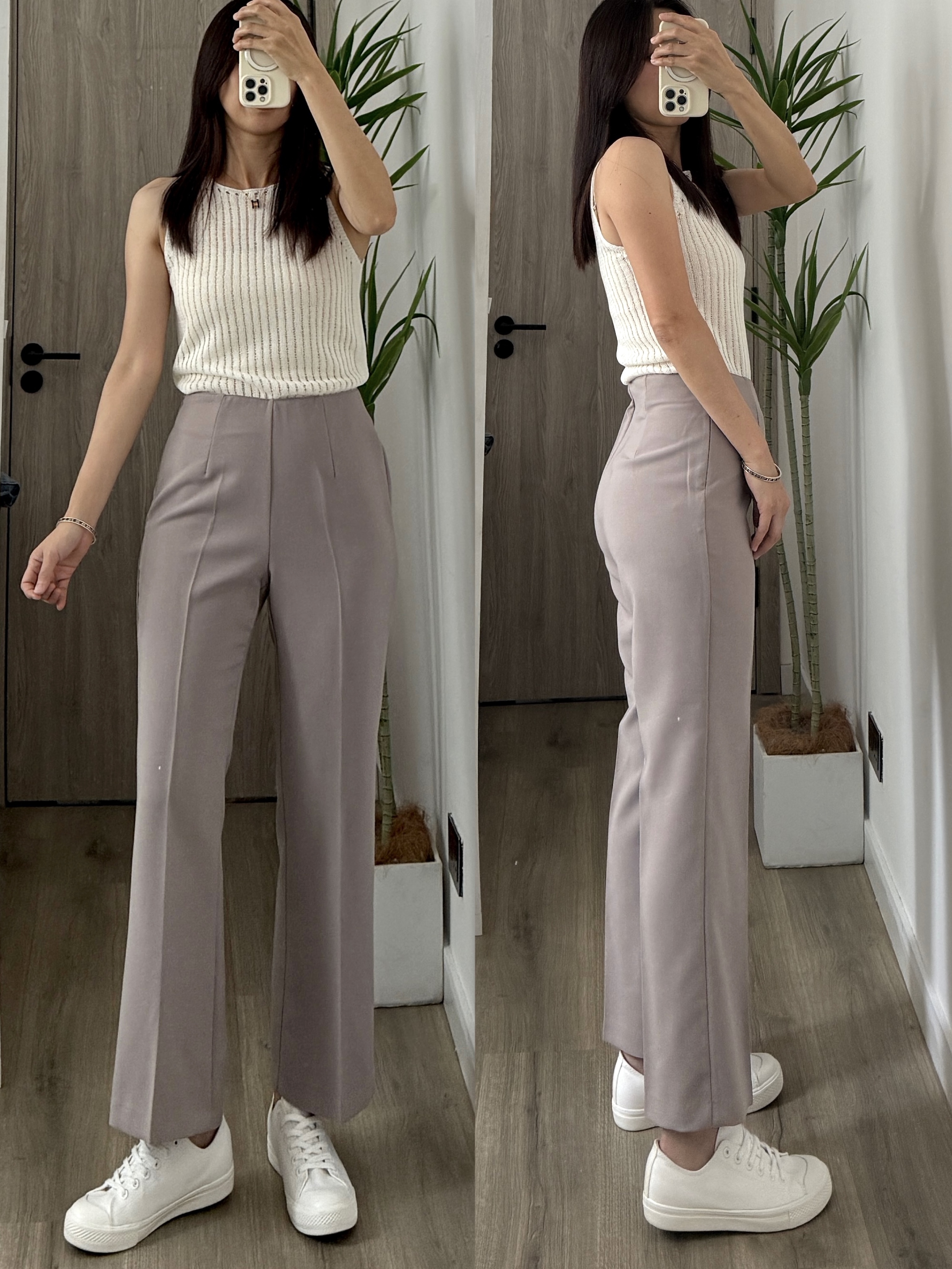 兩色休閒款橡筋腰褲