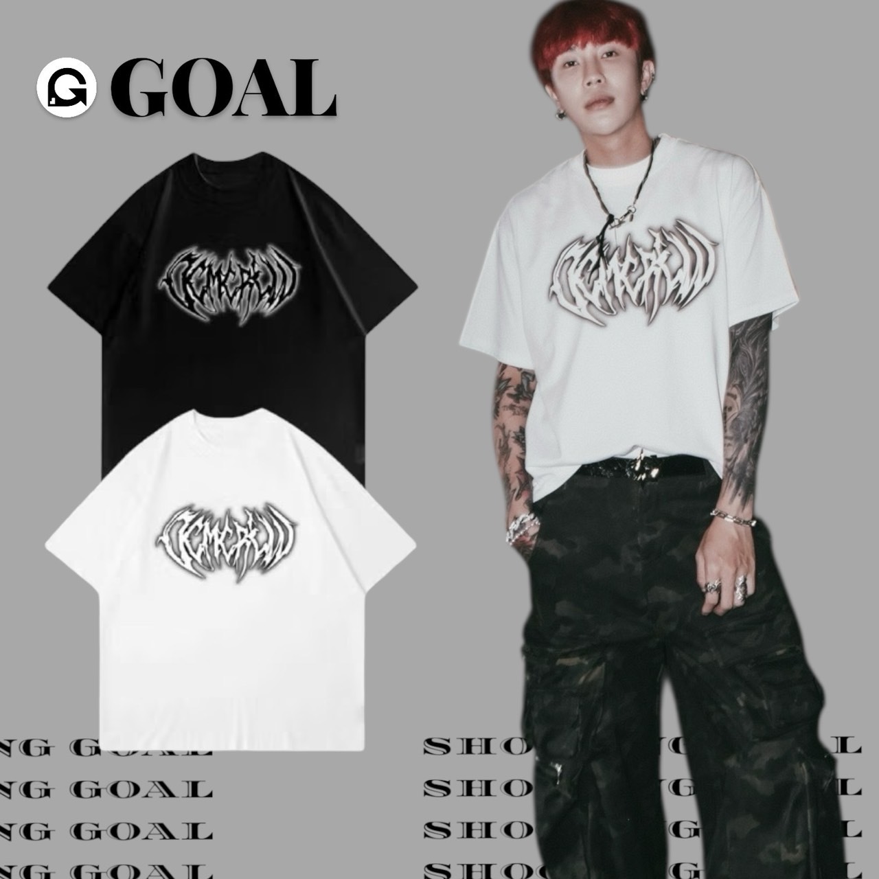 (GOAL) DCM 爆裂紋 BOXY 888短寬版型 短袖 短T