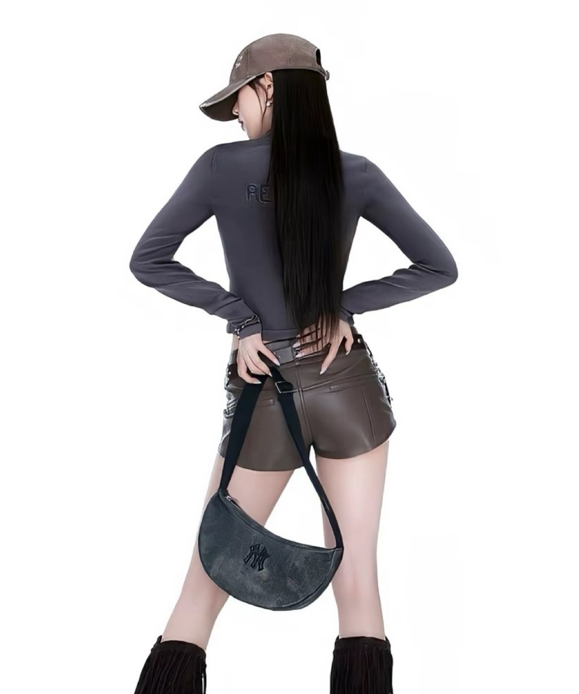 MLB 牛仔腋下包｜炭灰色｜情侶款