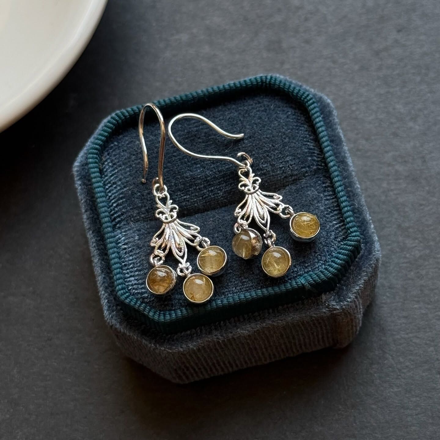 [原石] 鈦髮晶 水晶耳環