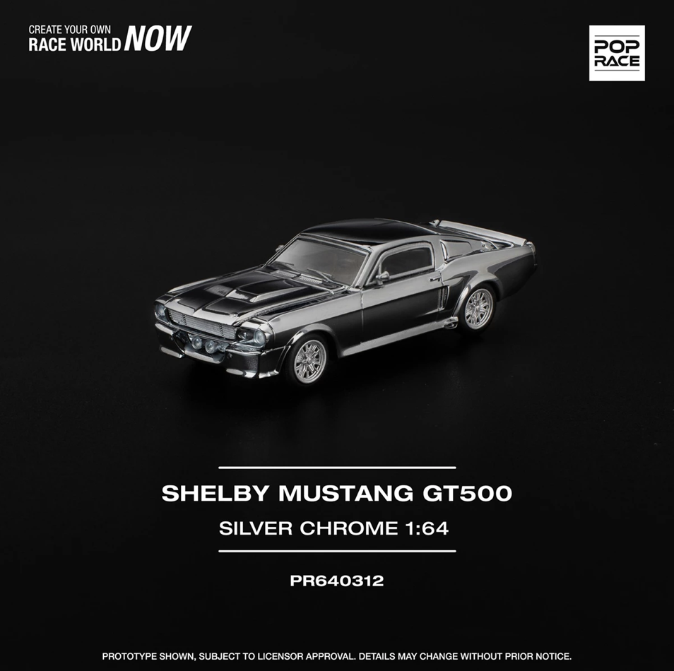 【預訂】Pop Race Shelby Mustang GT500 Silver Chrome (Opening Front & Rear | Detailed Engine)