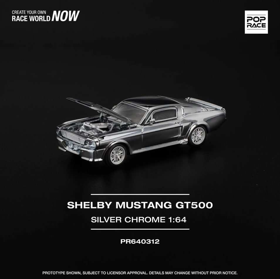 【預訂】Pop Race Shelby Mustang GT500 Silver Chrome (Opening Front & Rear | Detailed Engine)