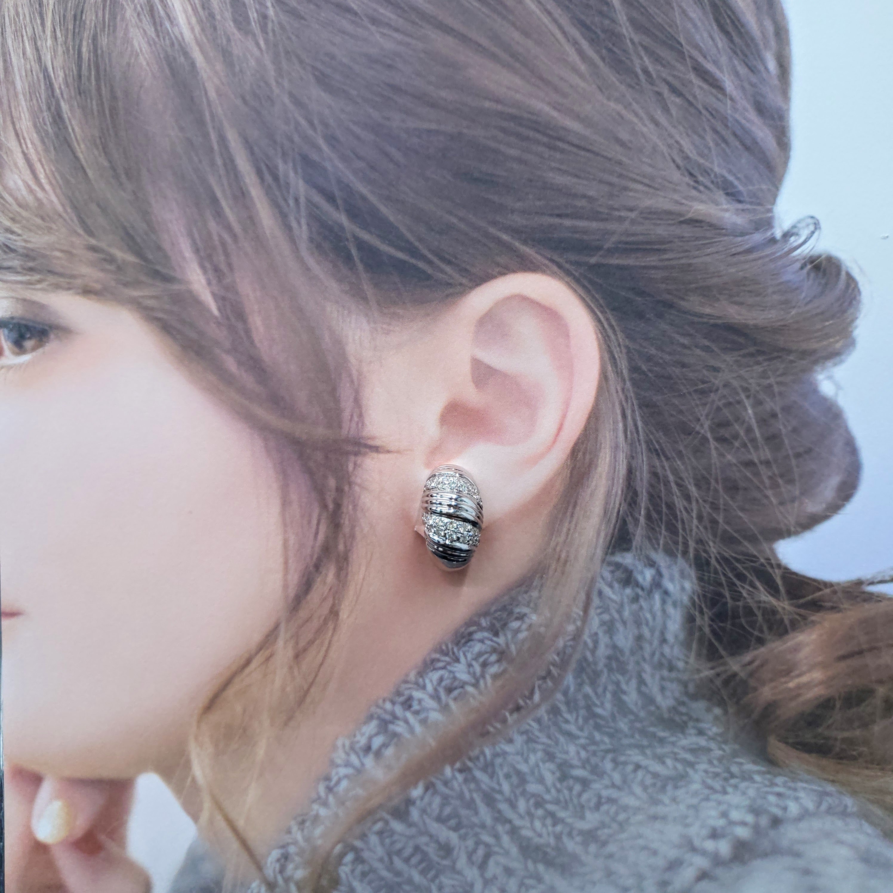 18K White Gold 1.25ct Diamond Hoop Earrings