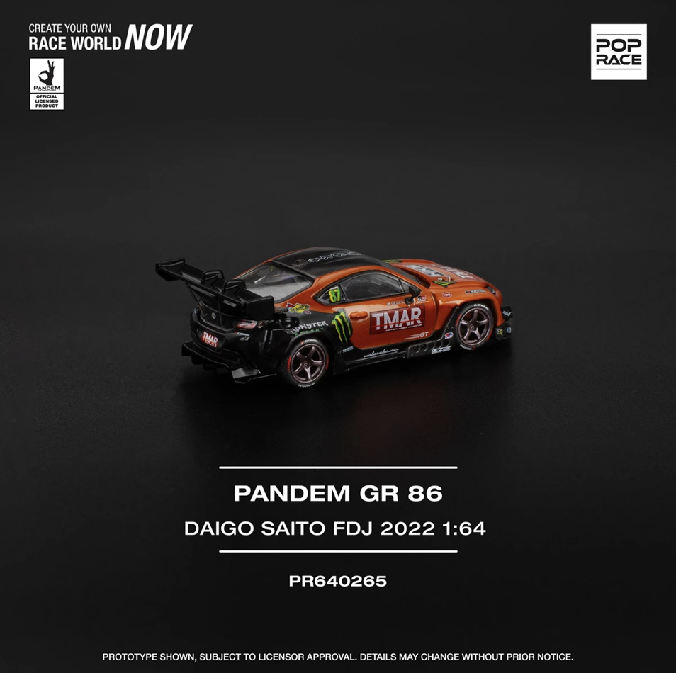 【預訂】Pop Race Pandem GR86 Daigo Saito Formula Drift Japan 2022 (Removeable Hood | Detailed Engine)