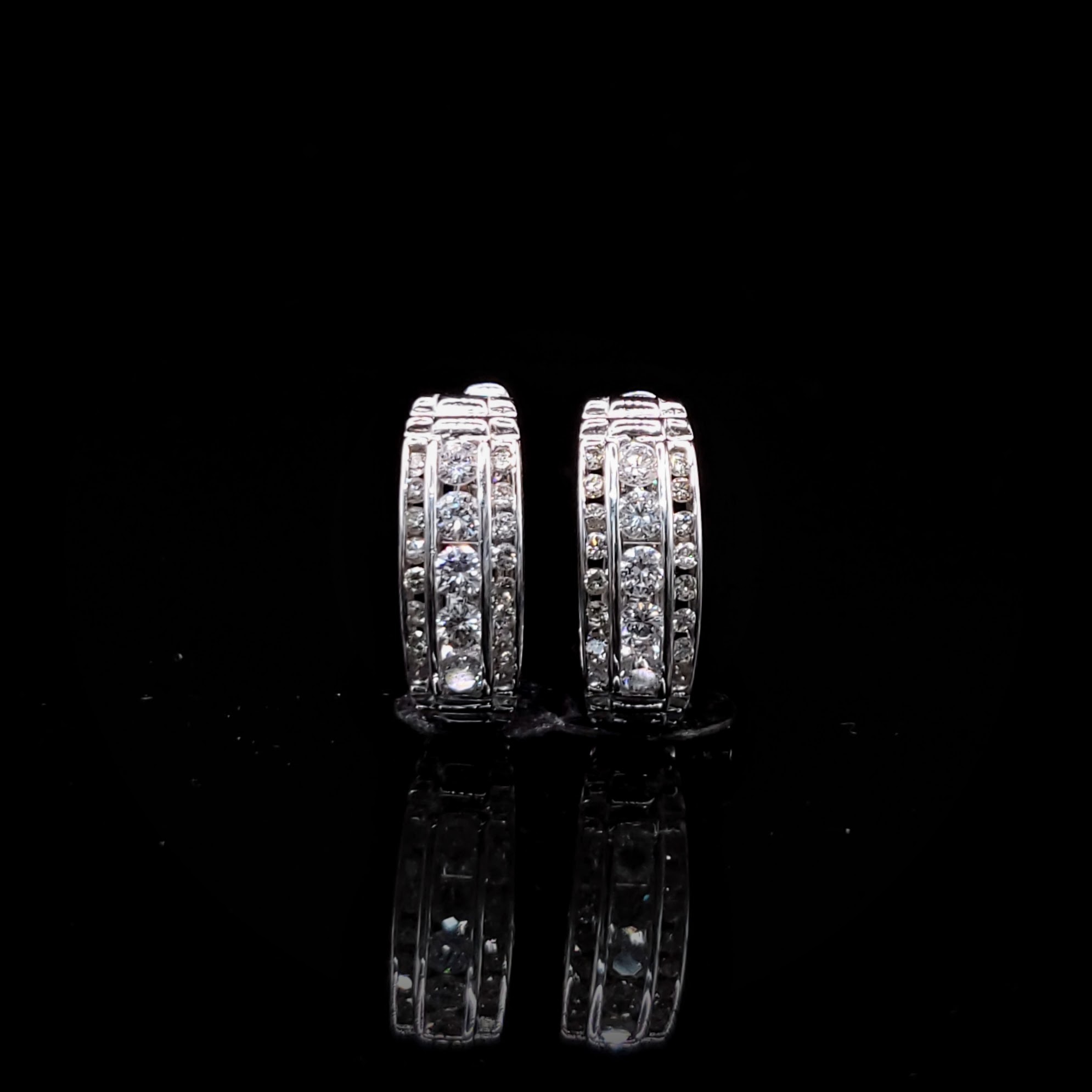 18K White Gold 1.02ct Diamond Hoop Earrings