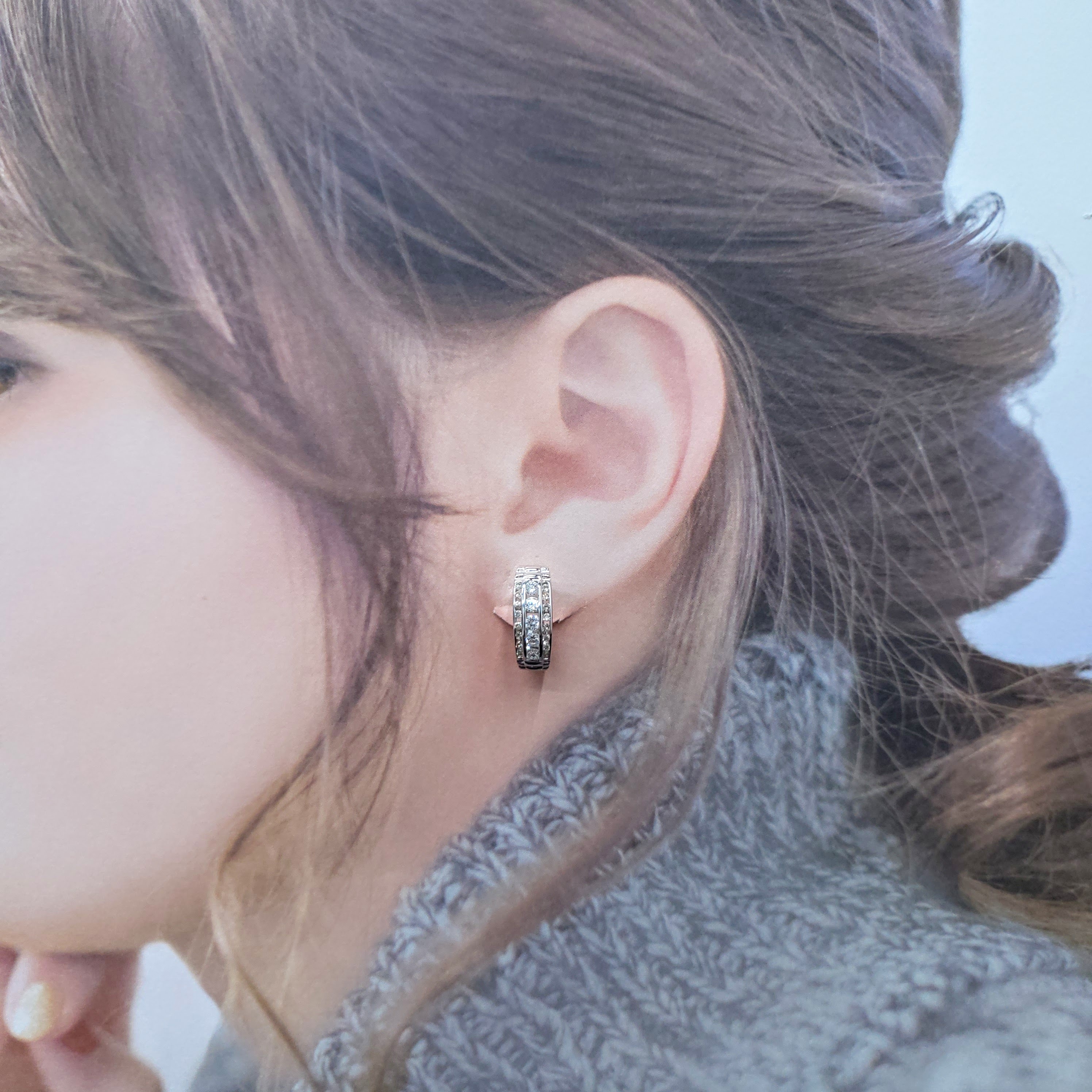 18K White Gold 1.02ct Diamond Hoop Earrings