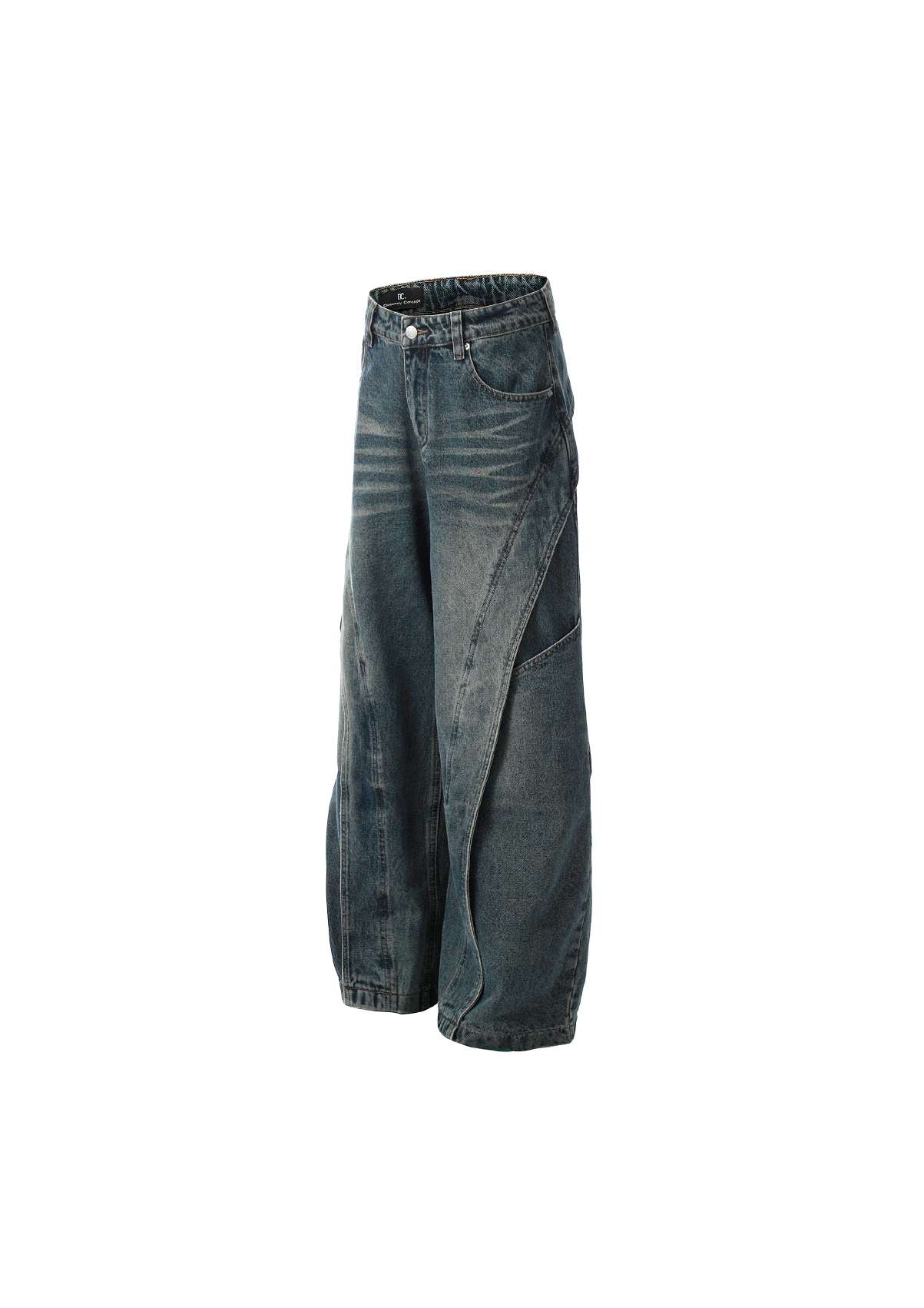 - SIMPLEACTION - 廢土風力體結構做舊牛仔褲