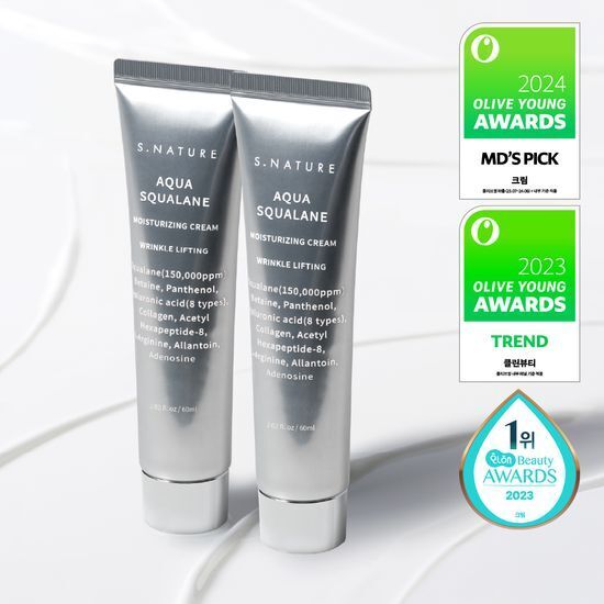 [ 60ml +60ml] S. Nature 角鯊烷補濕面霜 Aqua Squalane Moisturizing Cream