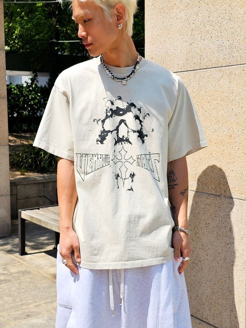 洗水英文字圖案短袖Tee VENTIQUE-057T