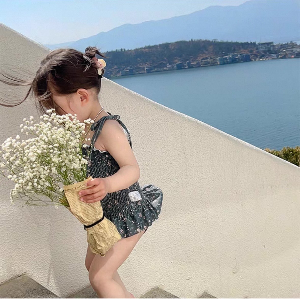 渡假碎花綁帶比基尼 ＆ 連身泳衣套裝 / 2色