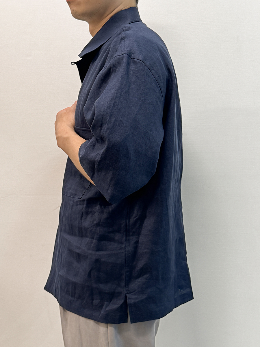ジャケット・アウター still by hand linen coating shirt coat Silicone Coated Shirt Jacket in Ink Black