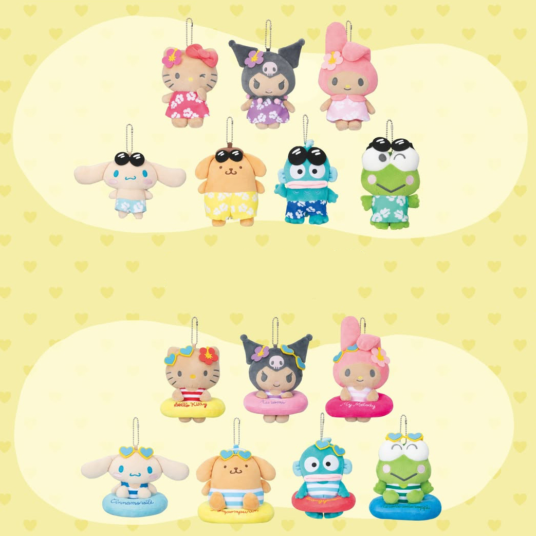 現貨┃日本限定 KITTY 三麗鷗 小麥色 曬黑 烤焦 泳圈 墨鏡 扶桑花 夏天 吊飾