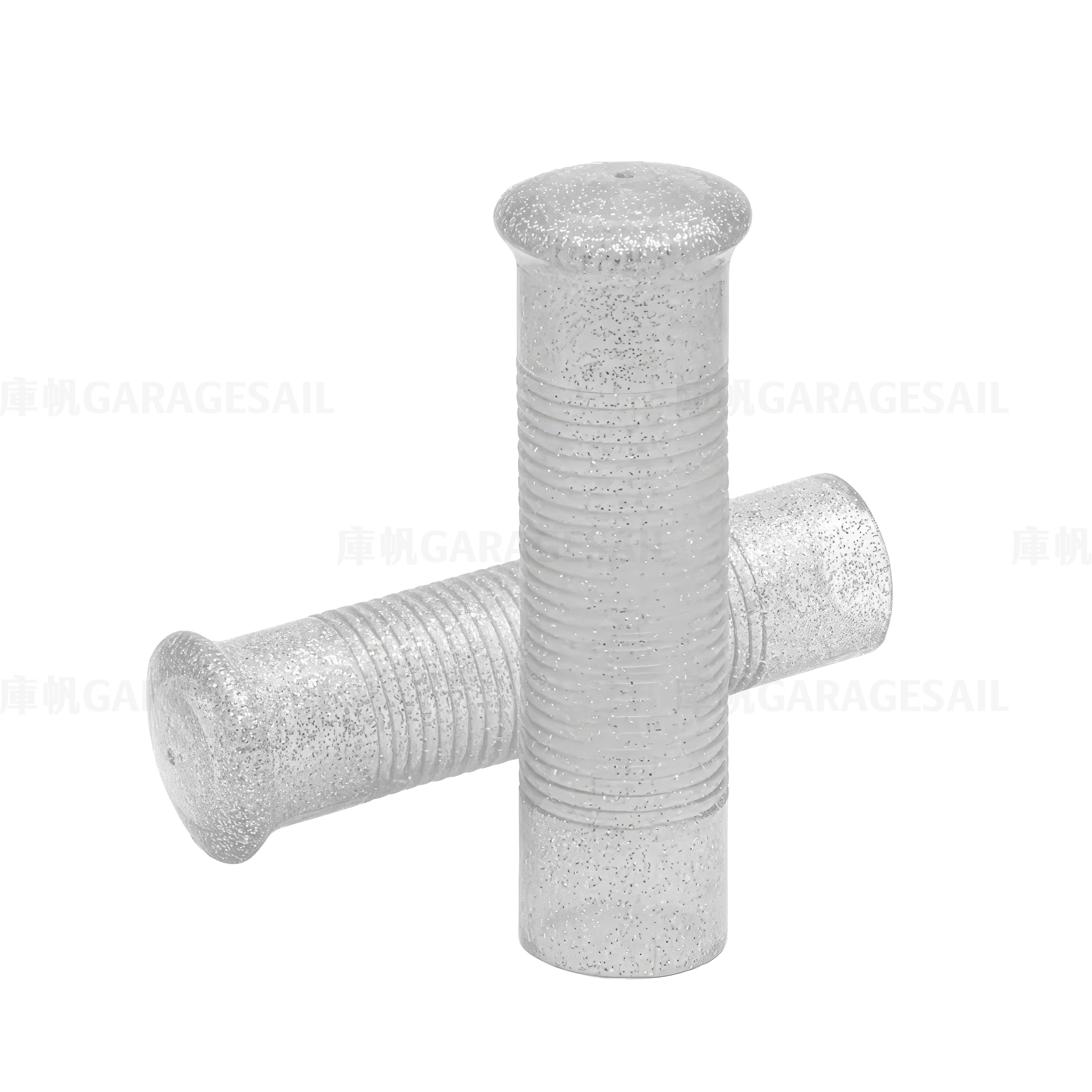 橡膠 握把套 橫條紋 - 金蔥白 (1吋)