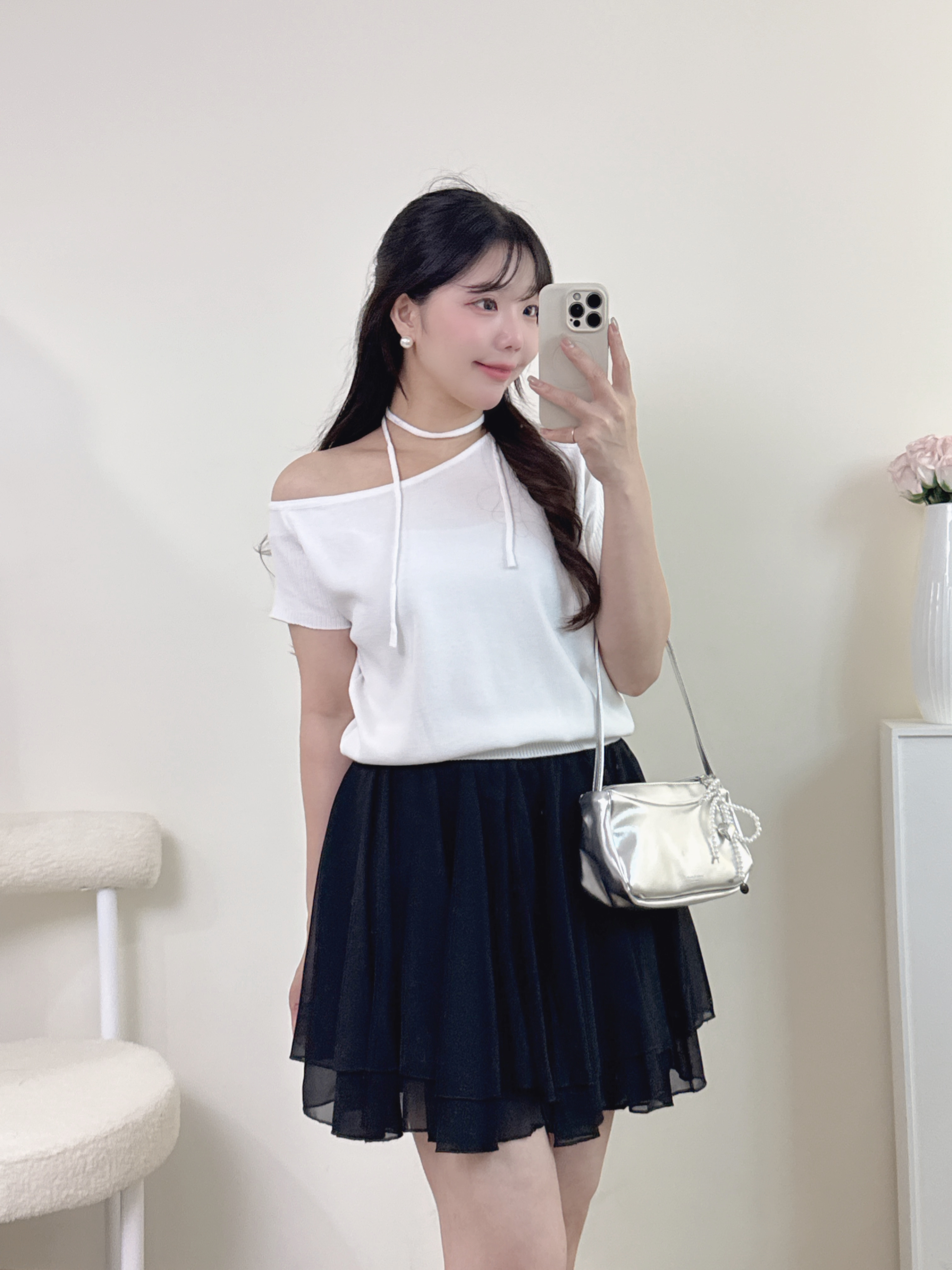 雙層紗鬆緊短裙 2色