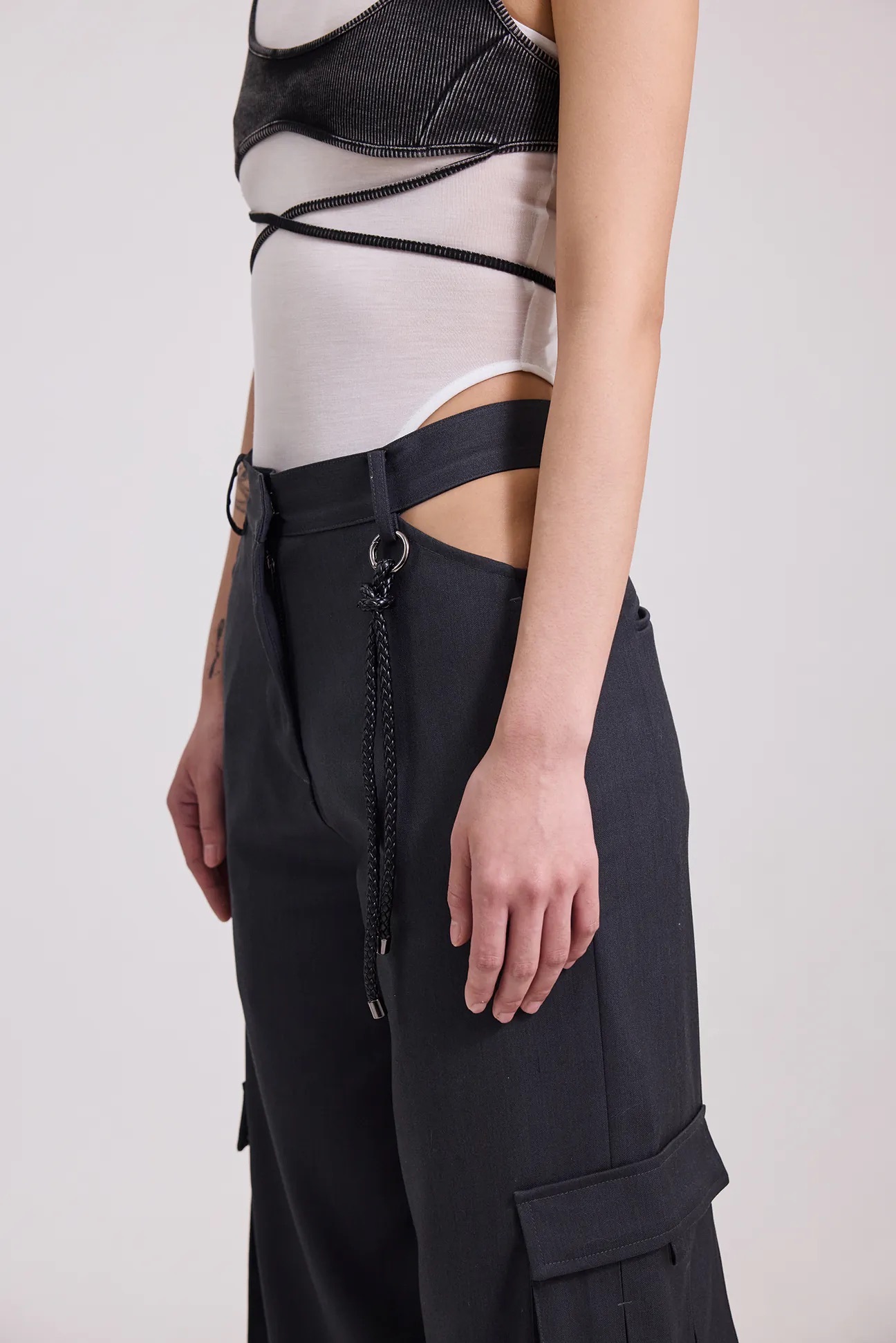 Silver9 露腰cargo落地西褲