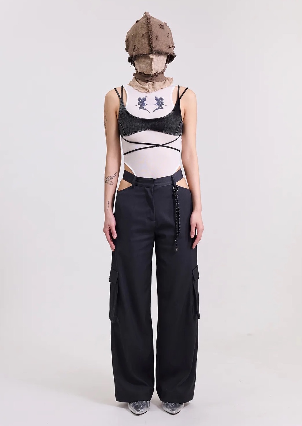 Silver9 露腰cargo落地西褲