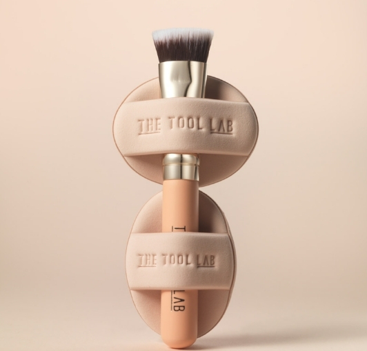 韓國代購The tool lab 雙粉撲＋粉底刷組合（送盒）