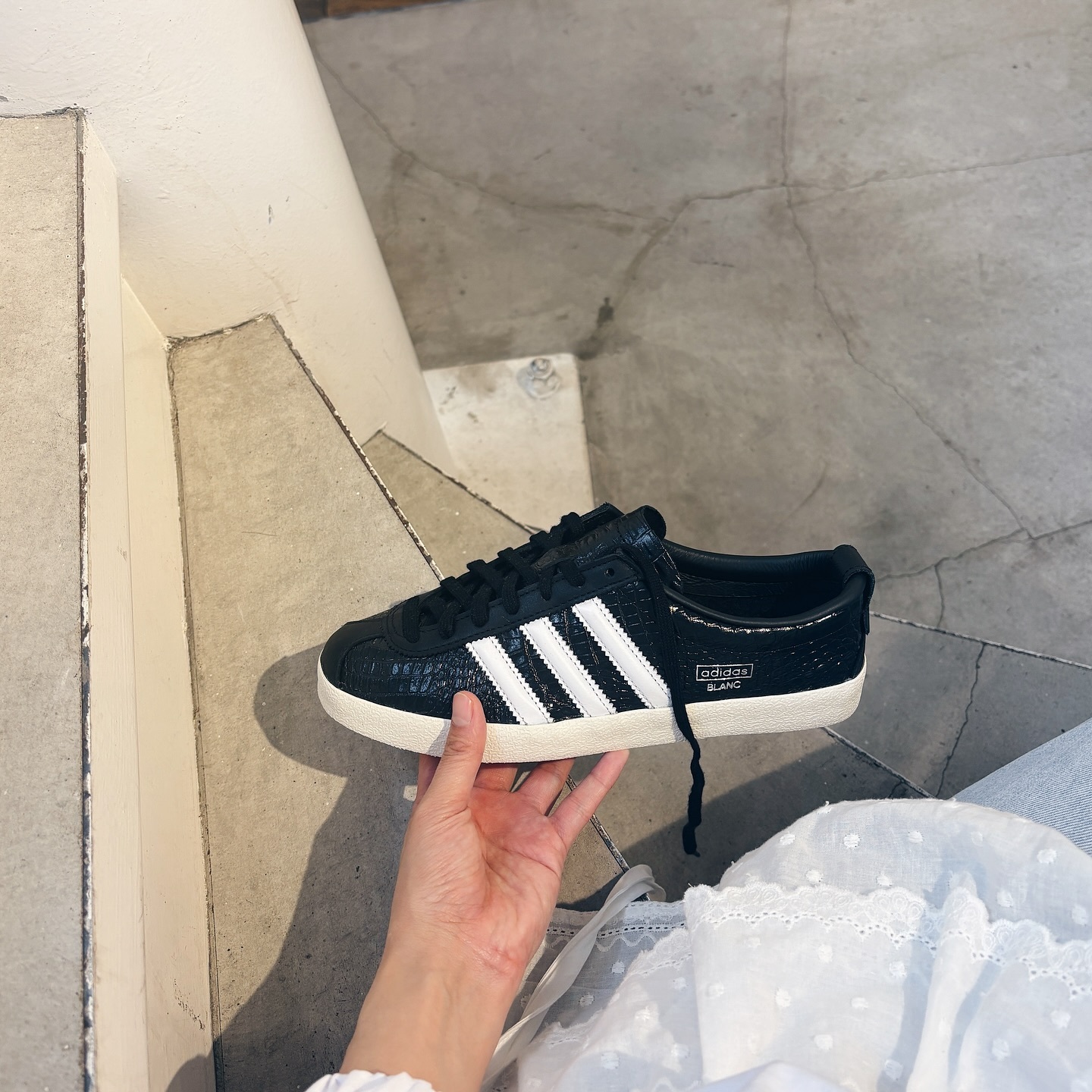 Adidas Originals Blanc 黑色 蛇紋 菱格紋 皮革 基本款 德訓鞋 JH8040