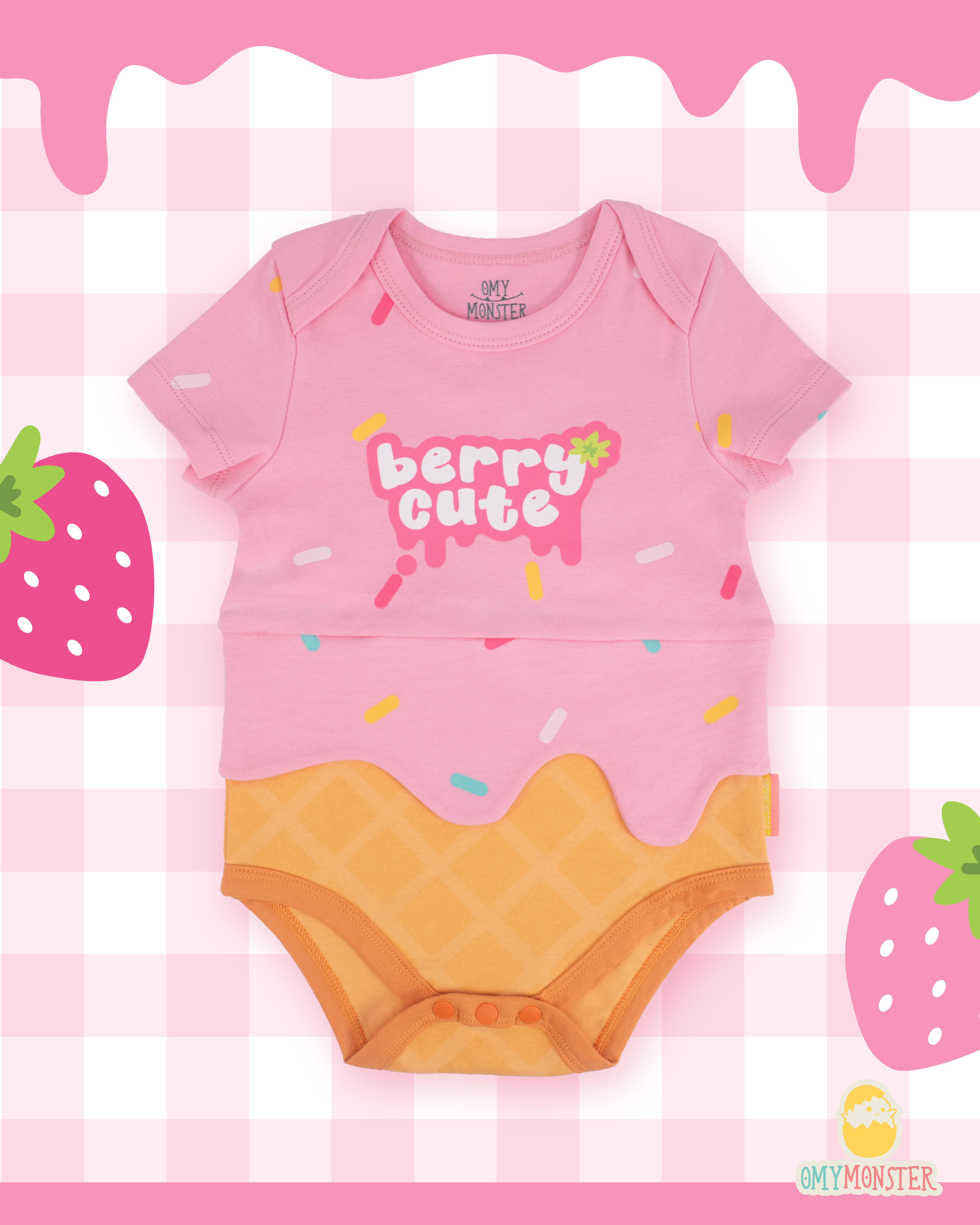 OMYMONSTER Berry Cute 短袖包屁衣