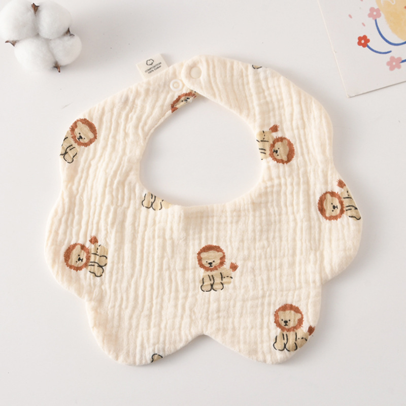 韓國六層純棉花型圍兜-動物派對