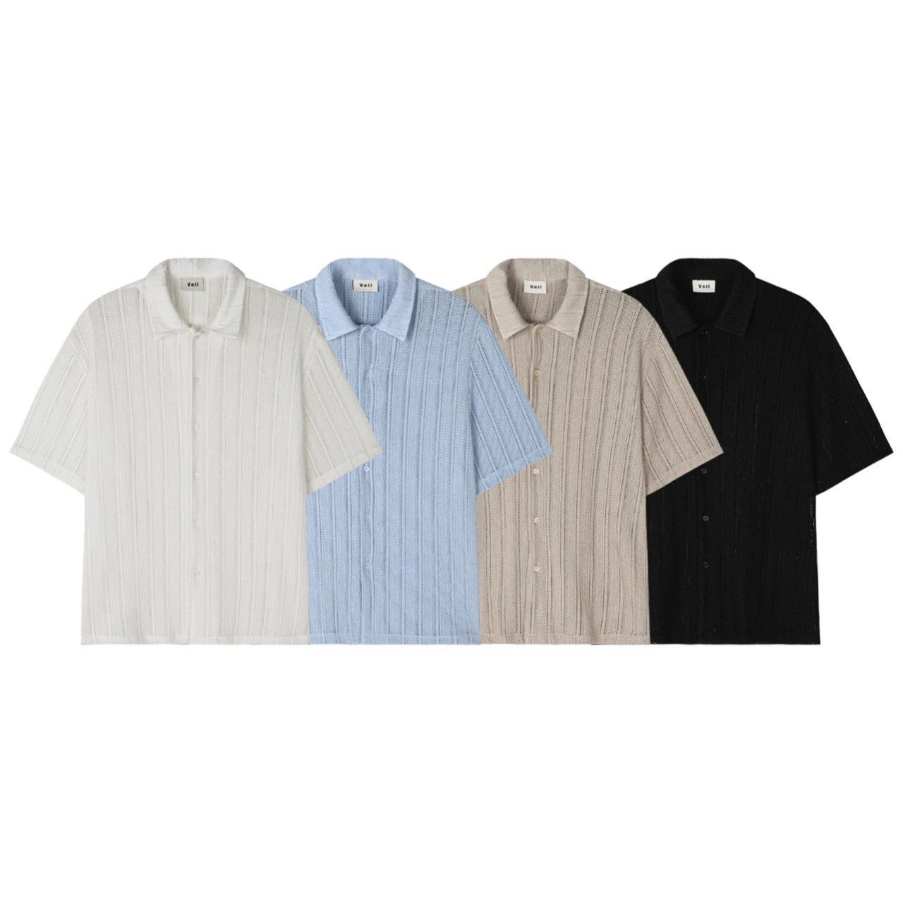 暗花紋短袖恤衫 Veil-037S