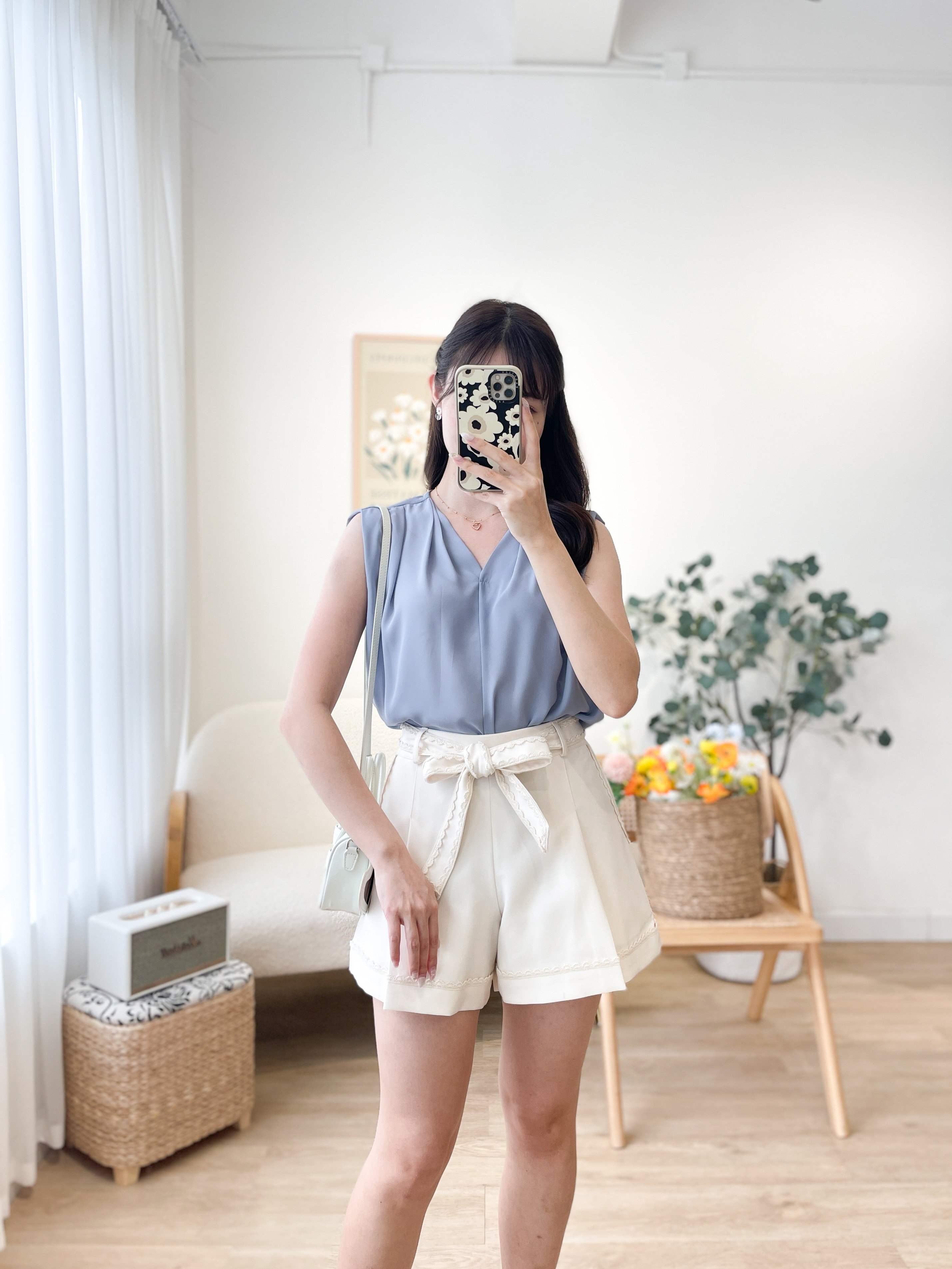 T1276 Marina Pleated V-neck Top