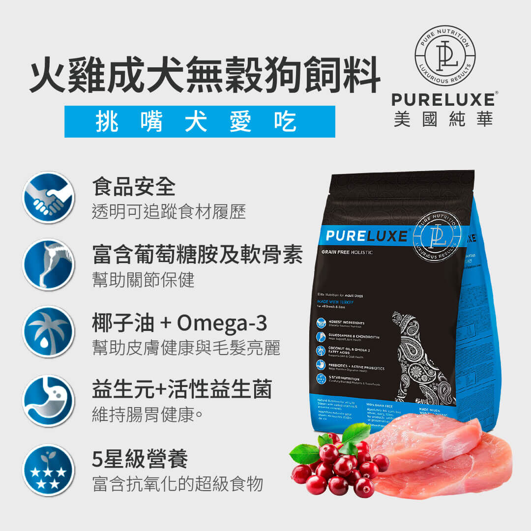 火雞成犬無穀狗飼料 | 純華 PURELUXE