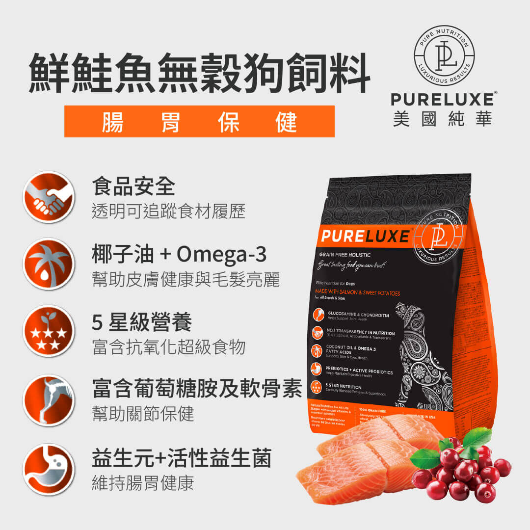 鮮鮭魚無穀狗飼料 | 純華 PURELUXE