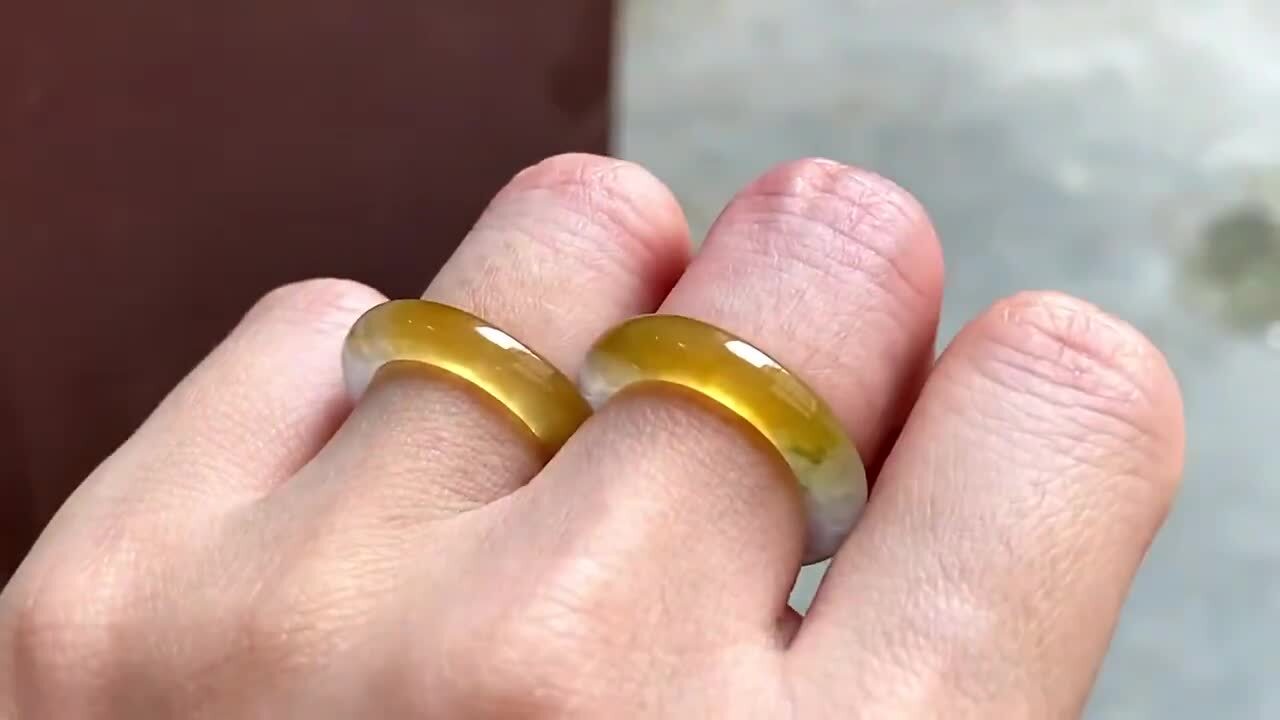 424540 翡翠黃金戒指指環一對 (港圈 9號)