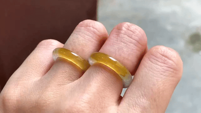 424540 翡翠黃金戒指指環一對 (港圈 9號)