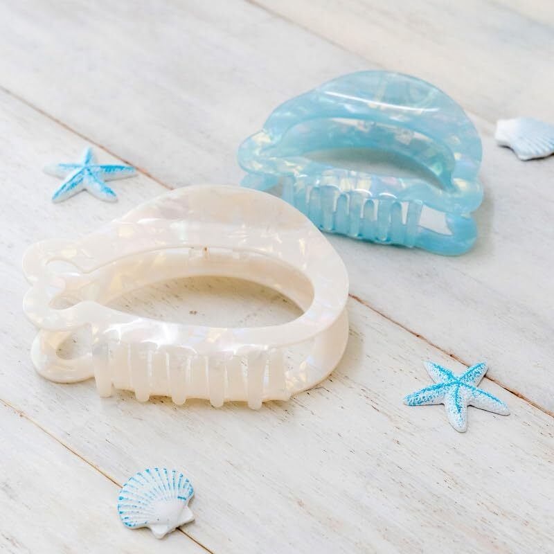 Sirotan 髮夾系列 -鯊魚夾 白(正面 )、水藍色(側面)