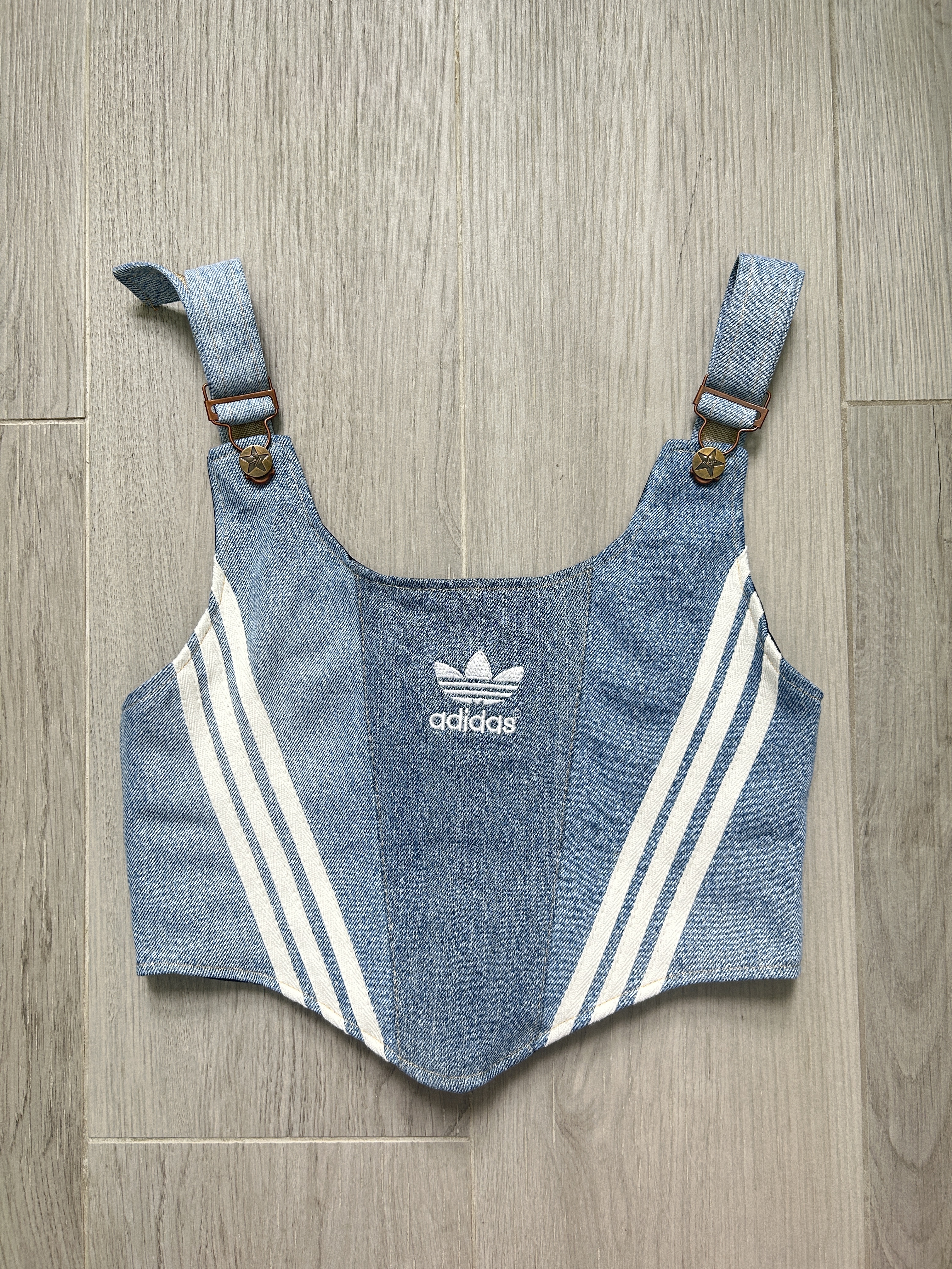 【現貨】泰國REMAKE牛仔配白色間紋馬甲 - 第2批