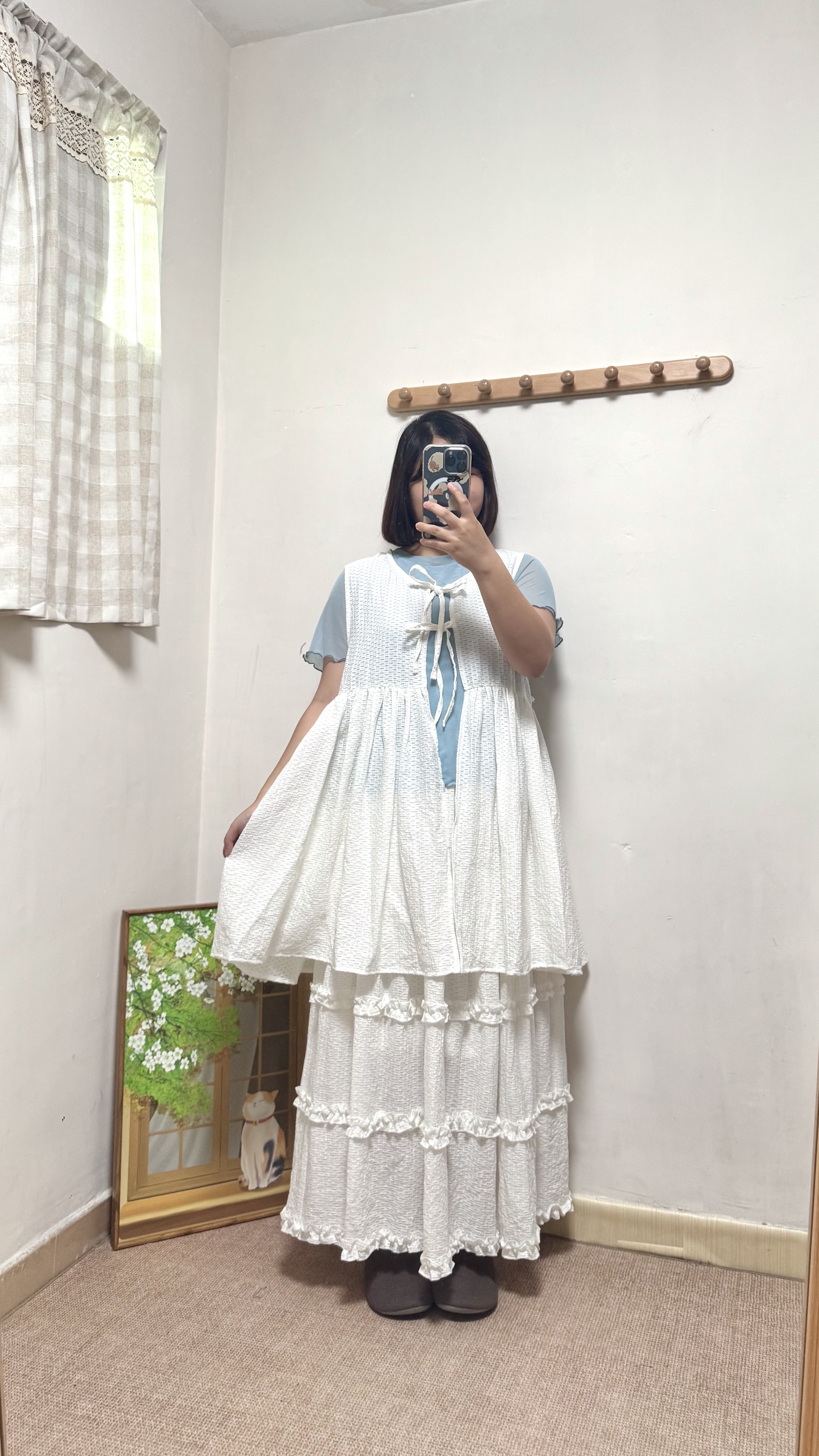 橫間紋Ruffle層次蛋糕裙