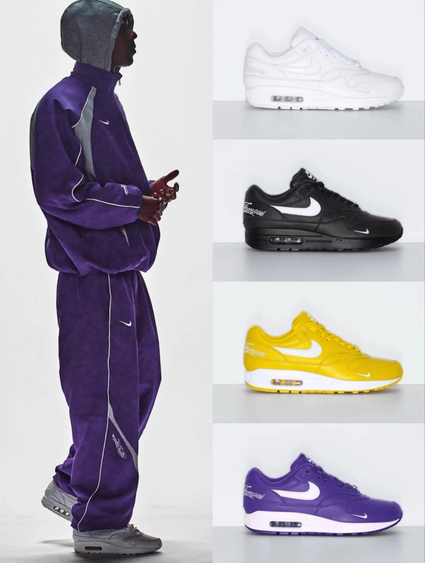Supreme 25SS x Nike Air Max 1‘87 SP 聯名款 4色 氣墊 慢跑鞋 黑 白 黃 紫 HF8813001/HF8813100/HF8813700/HF8813500