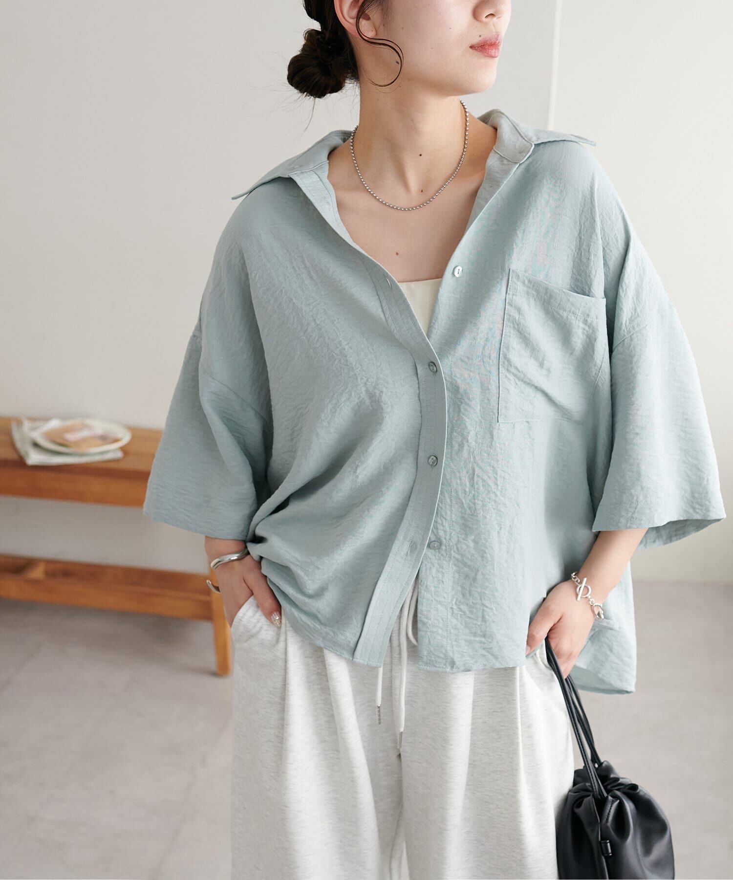 DISCOAT(ディスコート)  【WEB限定】ビッグシャツ薄荷色（DCZ1051404A0009）