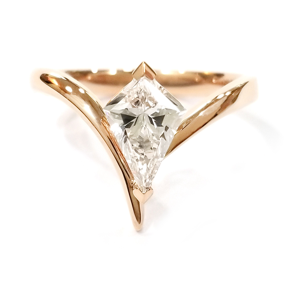 18K玫瑰金 實驗室風箏形培育鑽石戒指