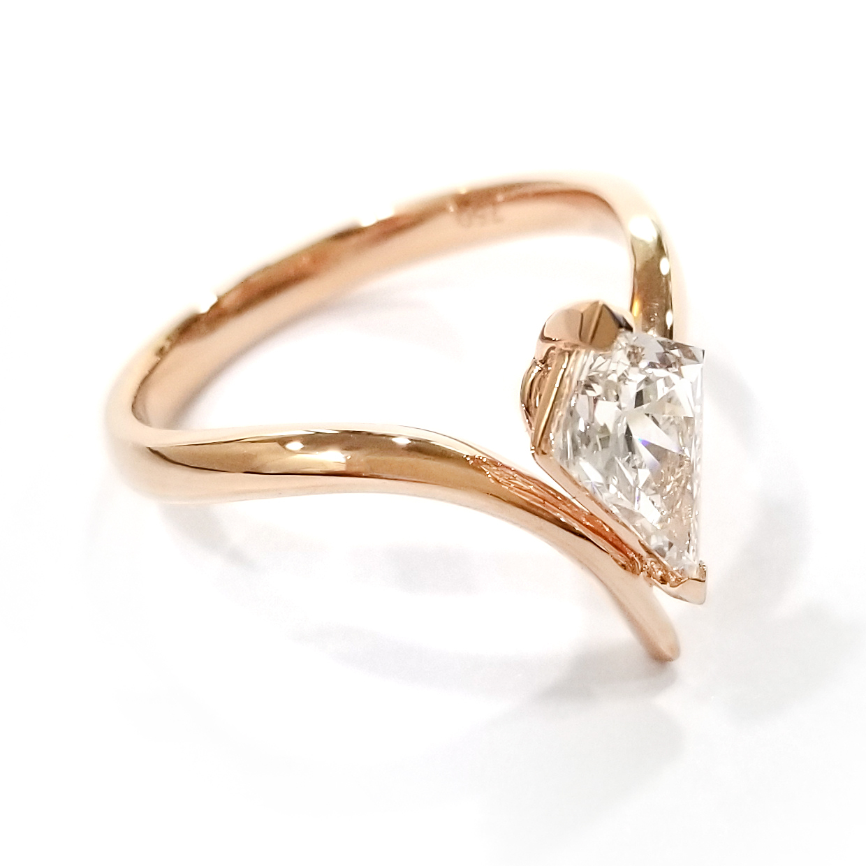 18K玫瑰金 實驗室風箏形培育鑽石戒指