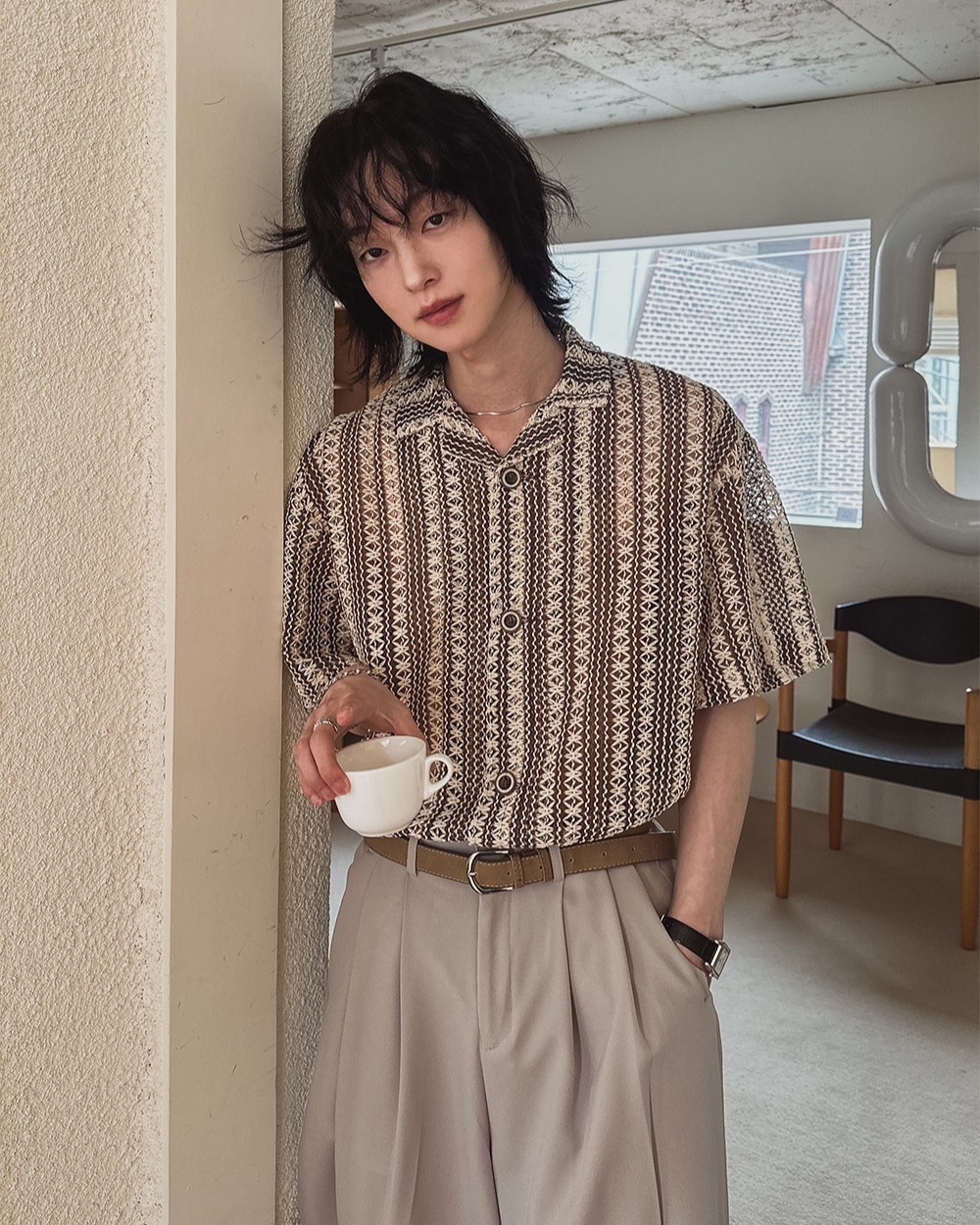 塞爾嫩鉤針短袖襯衫