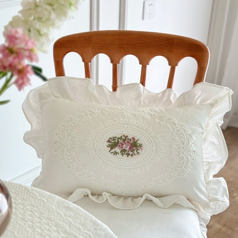 《5955》復古花園荷葉邊蕾絲抱枕