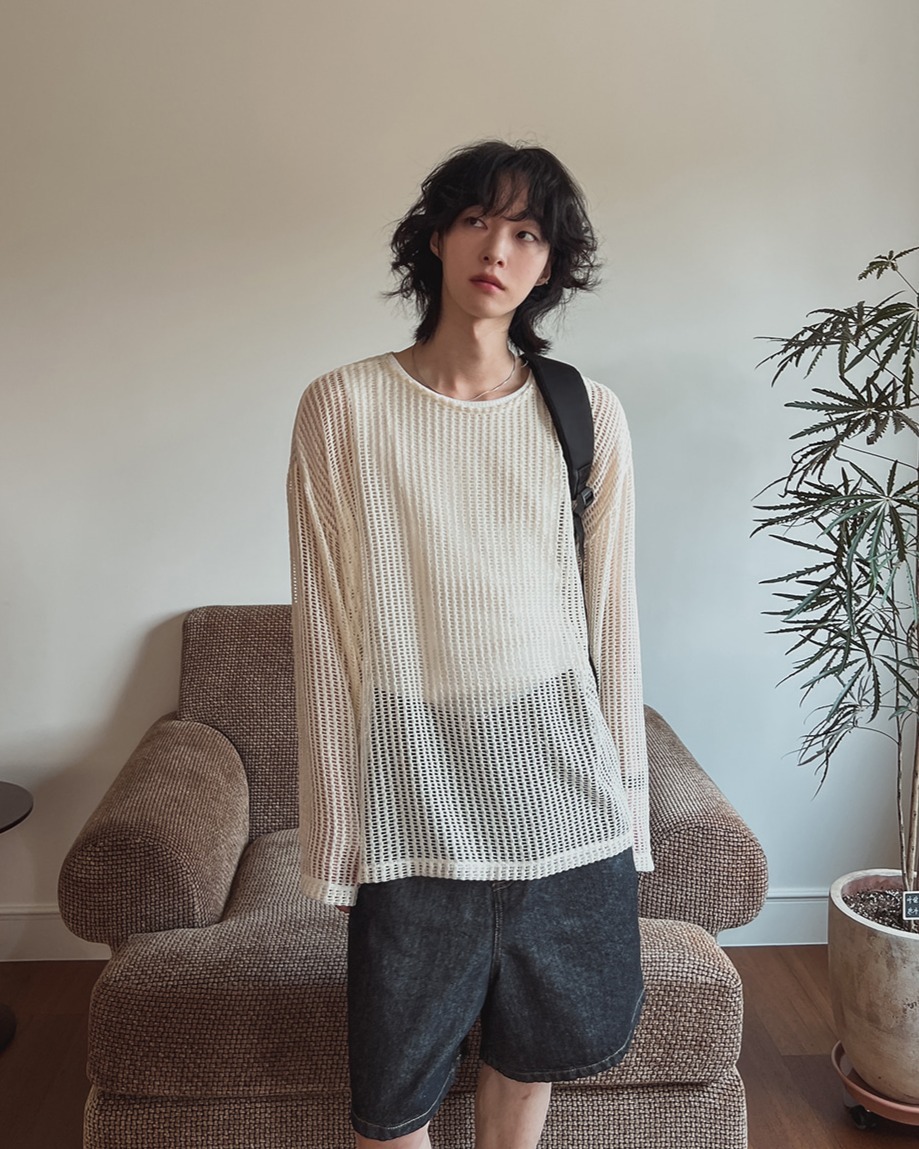 Reki 夏季方形網眼針織衫