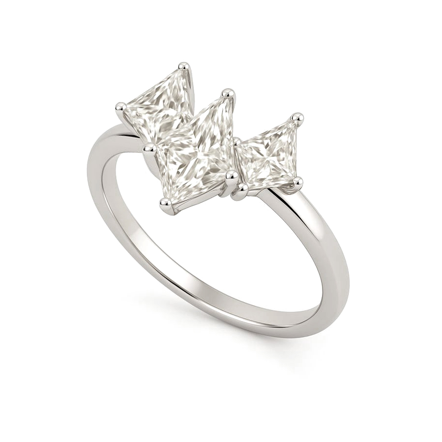 18K白金 實驗室風箏形培育鑽石戒指