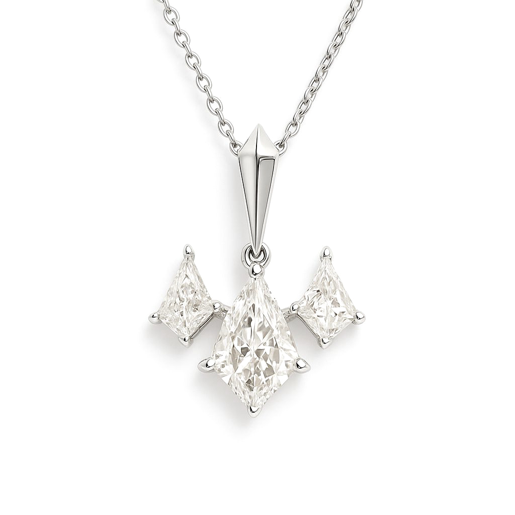 18K白金 實驗室培育鑽石風箏形吊墜