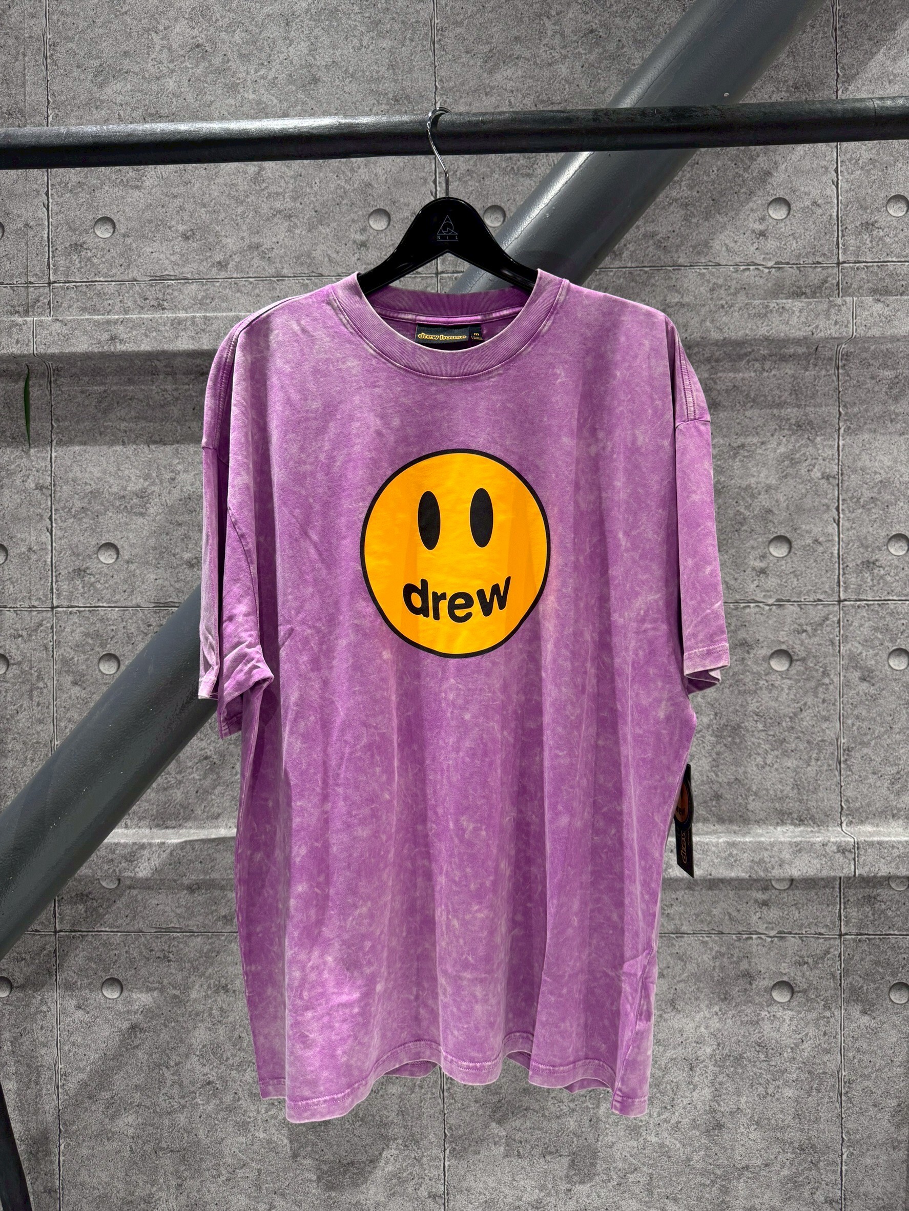 DREW HOUSE 限定款 笑臉Logo 渲染水洗粉紫色 短袖 T