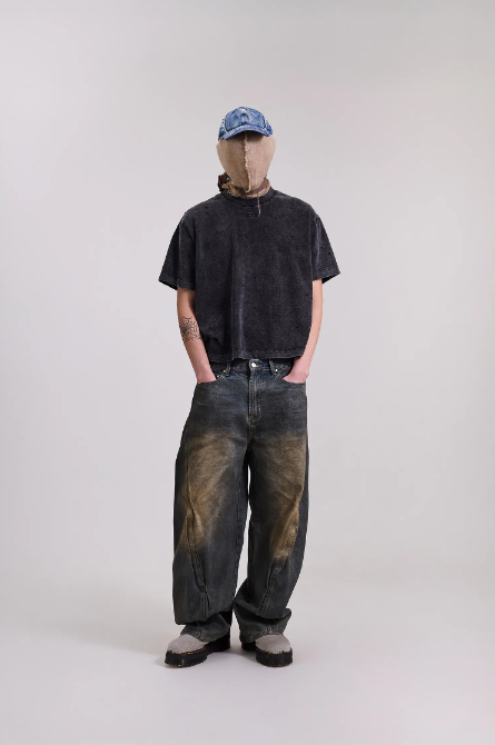 Silver9 洗舊破壞寬短TEE