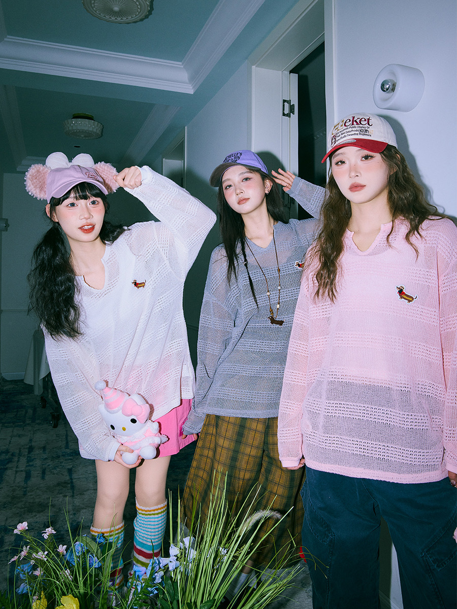 LEMANISM 臘腸狗刺繡 簍空罩衫