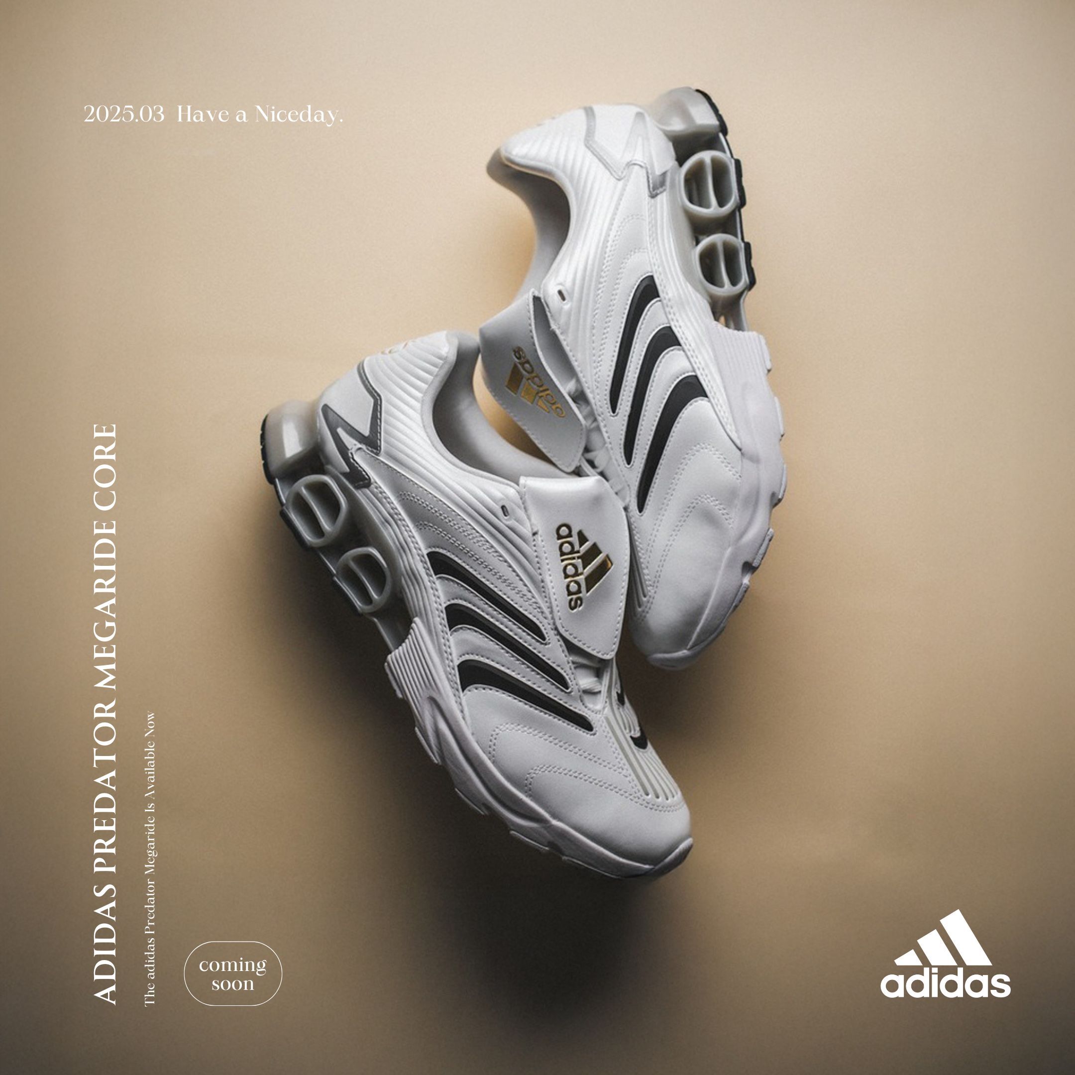 NICEDAY 代購 Adidas Predator Megaride 賽車鞋 復古 翻蓋 白 全白 白金 JP7121