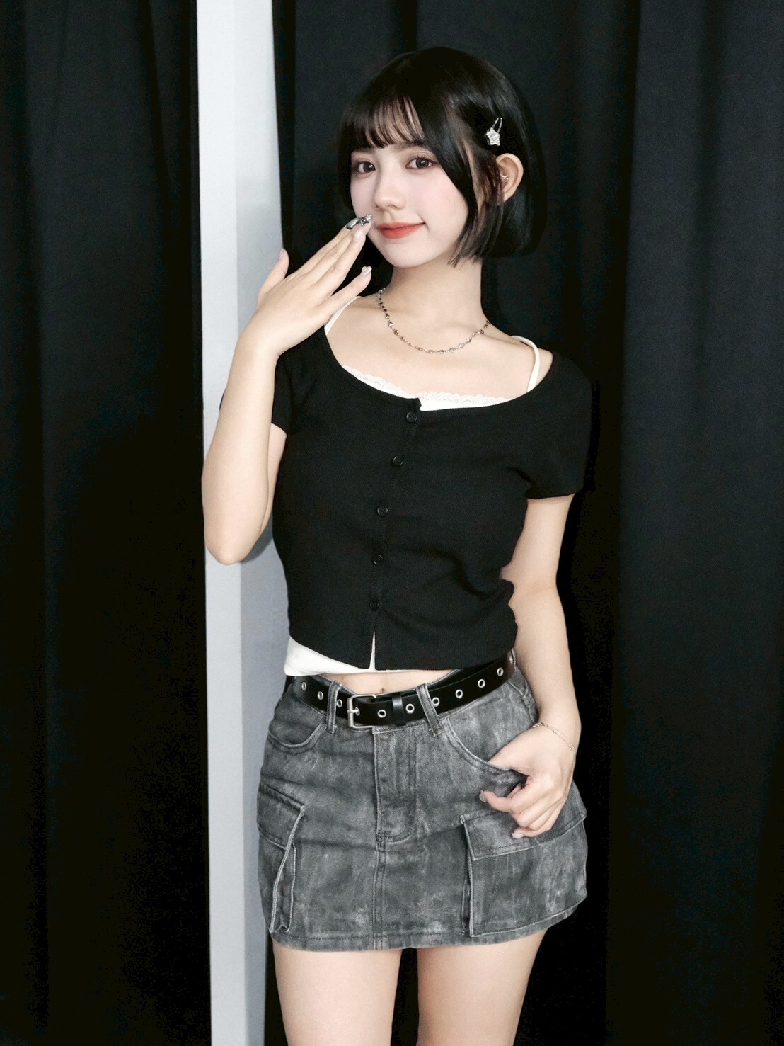 (GOAL) JUNE 暈染牛仔短裙 工裝口袋 919141