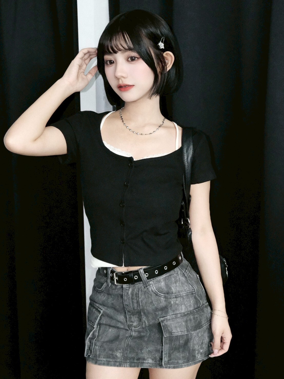 (GOAL) JUNE 暈染牛仔短裙 工裝口袋 919141